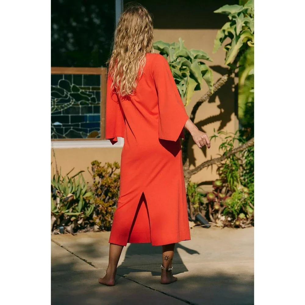 Free People Free Est Briar Midi Dress Handkerchief Sleeve Cotton Resort S 288242